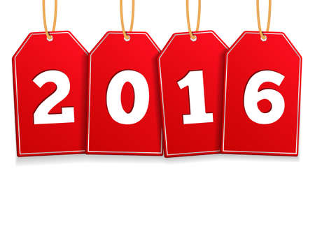 Number of New Year 2016 on red tagsのイラスト素材