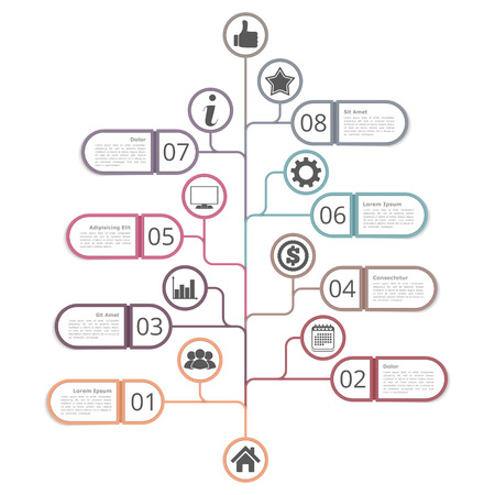 Tree diagram template with numbers, icons and place for your textのイラスト素材