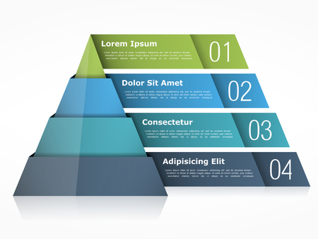 Pyramid chart with four elementsのイラスト素材
