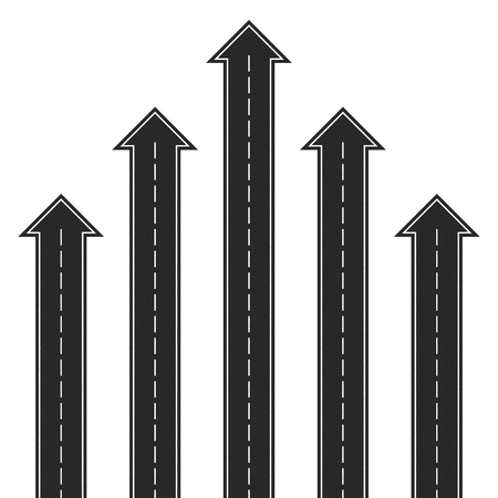 Asphalt road arrows on white backgroundのイラスト素材