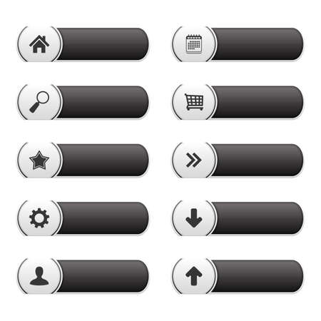 Black buttons with iconsのイラスト素材