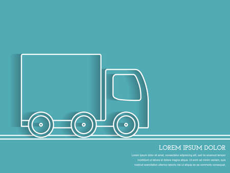 Truck outline on flat background, delivery conceptのイラスト素材
