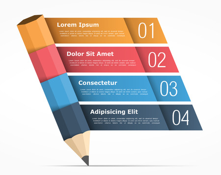 Infographic template with pencil and four elements for text, education infographicsのイラスト素材