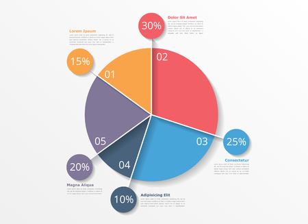 Pie chart design template, business infographics for presentations and reportsのイラスト素材