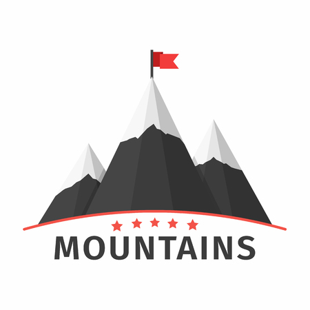 Mountains with flag emblem, success or mission conceptのイラスト素材