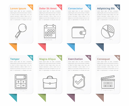 Set of infographic elements with numbers, line icons and place for your text, can be used as workflow, process, steps or optionsのイラスト素材