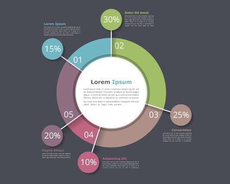 Pie chart design template, business infographics for presentations and reportsのイラスト素材