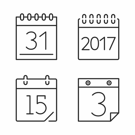 Calendar icons set, minimal line styleのイラスト素材