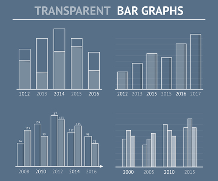 Transparent bar graphs for statistics or data visualization, can be used in reports or presentationsのイラスト素材