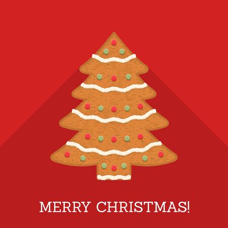 Gingerbread Christmas tree with Merry Christmas congratulationのイラスト素材