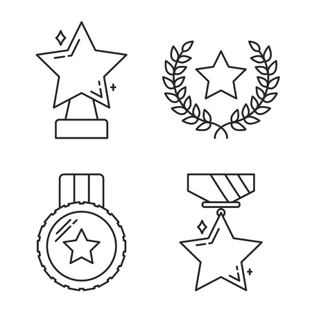 Star award line iconsのイラスト素材