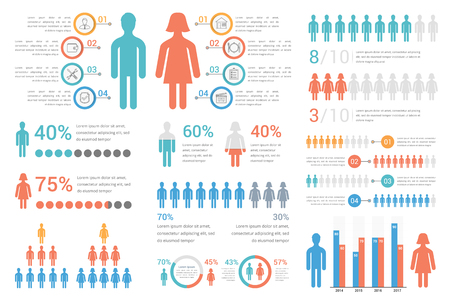Human Infographics for reports and presentations, vector eps10 illustrationのイラスト素材