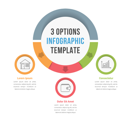 3 Options infographic template with line icons for prsentations, reports, brochures etc, can be used as steps, workflow, process, vector eps10 illustrationのイラスト素材