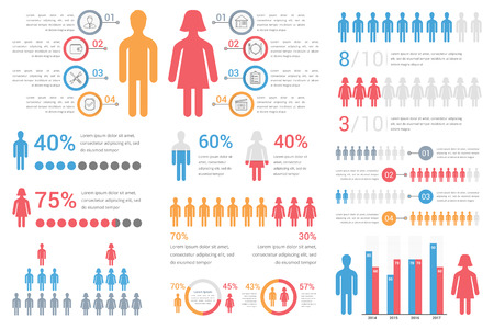 Human Infographics for reports and presentations, vector eps10 illustrationのイラスト素材
