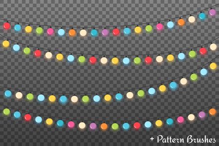 Colorful round Christmas lights, dark background.のイラスト素材