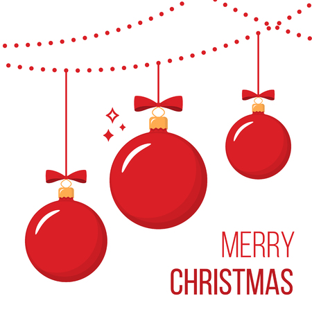 Hanging red Christmas ballsのイラスト素材