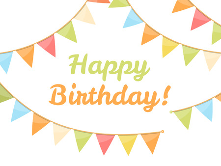 Birthday greetings with bunting, vector eps10 illustrationのイラスト素材