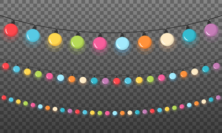 Colorful round Christmas lights, darkのイラスト素材