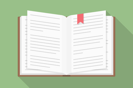 Open book, flat design with long shadow, vector eps10 illustrationのイラスト素材