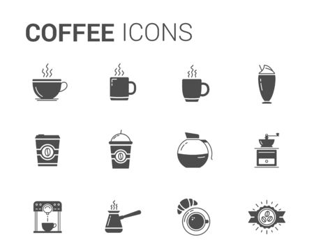 Set of 12 coffee icons, vector eps10 illustrationのイラスト素材