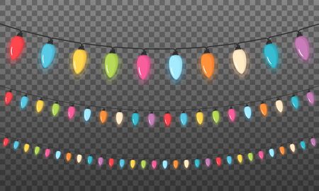 Colorful Christmas lights on dark background.のイラスト素材