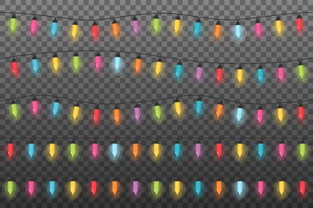 Colorful Christmas lights, dark background, vector eps10 illustrationのイラスト素材