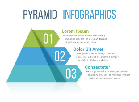 Pyramid information graphic template with four elements, colored illustrationのイラスト素材