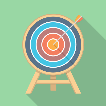 Target with arrow, flat style, long shadowのイラスト素材