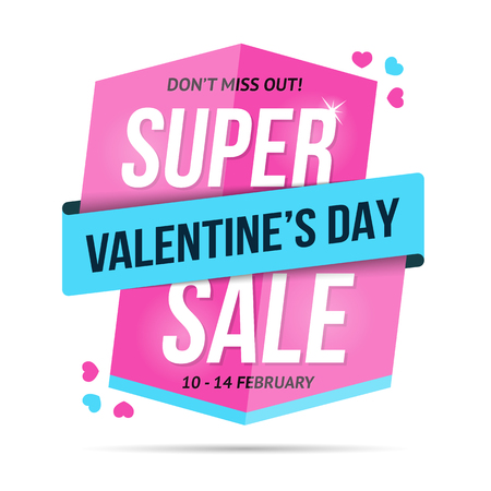 Valentine's day super sale, pink banner, vector eps10 illustrationのイラスト素材