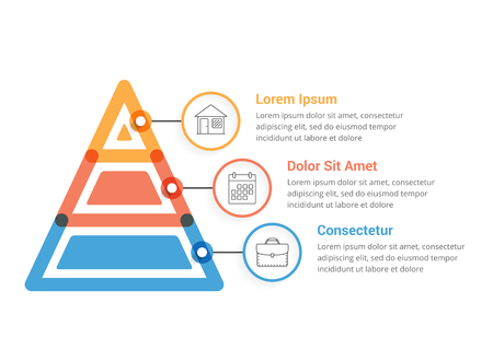 Pyramid infographic template with three elementsのイラスト素材