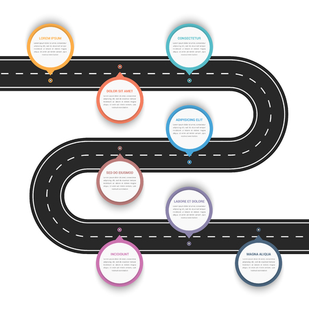 Road infographics with eight pointers with place for your textのイラスト素材