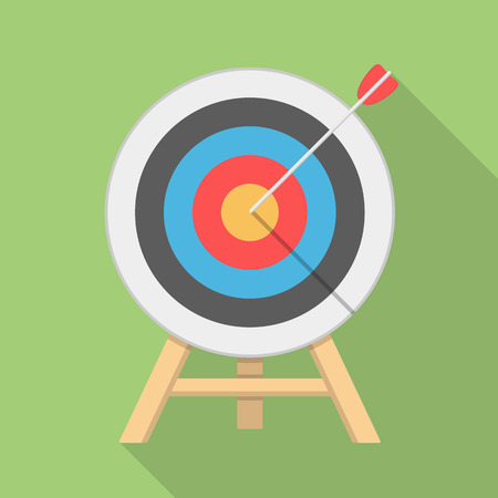 Target with arrow, flat style, long shadowのイラスト素材