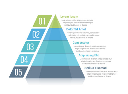 Pyramid infographic template with five elements Vector illustration.のイラスト素材