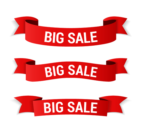 Red big sale banners on white backgroundのイラスト素材