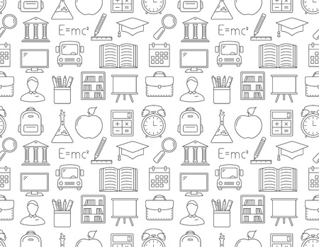 Seamless pattern with education line iconsのイラスト素材