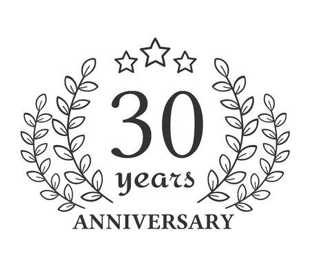 Anniversary emblem with hand drawn laurel wreath