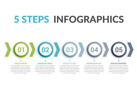 Infographic template with five steps or options, workflow or process diagramのイラスト素材