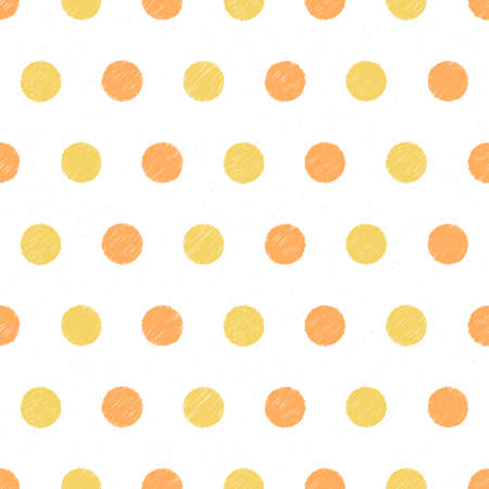 Seamless pattern with hand drawn yellow and orange circles on white background, vector eps10 illustrationのイラスト素材