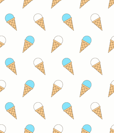 Seamless pattern with ice cream, blue color, vector eps10 illustrationのイラスト素材