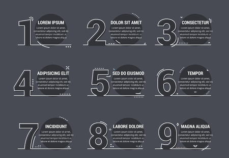 Set of line numbers with place for your text, can be used as steps, options, process design, workflow, vector eps10 illustrationのイラスト素材