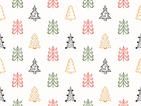 Seamless pattern with handdrawn Christmas treesのイラスト素材