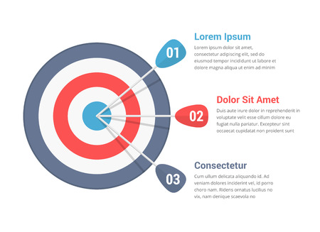 Target with three arrows, three steps or options infographicsのイラスト素材