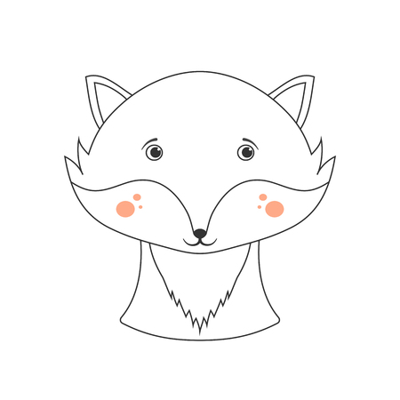 Cute fox face on white background, linear style, vector eps10 illustrationのイラスト素材