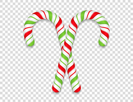Two candy canes on transparent background, vector eps10 illustrationのイラスト素材