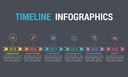 Timeline infographics with arrows with 6 steps, vector eps10 illustrationのイラスト素材