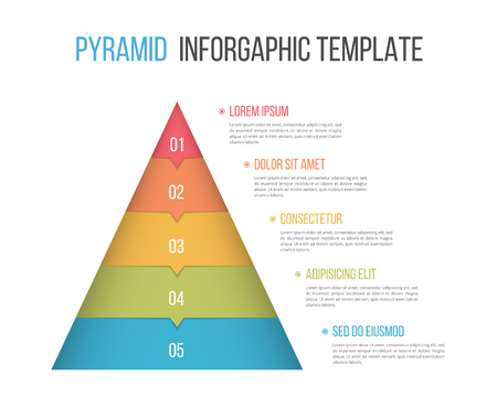 Pyramid infographic template with five elements, vector eps10 illustrationのイラスト素材