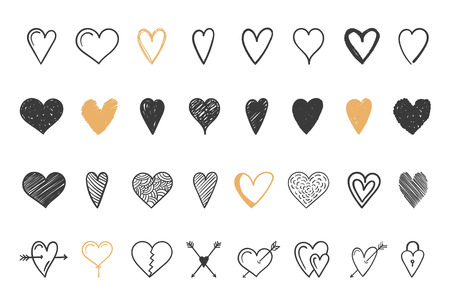 Hand drawn hearts, design elements for Valentine's day, wedding and other events, vector eps10 illustrationのイラスト素材