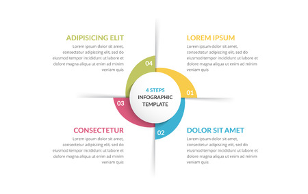 Circle infographic template with four steps or options, process chart, vector eps10 illustrationのイラスト素材
