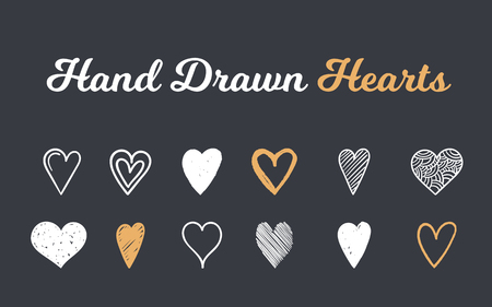 Hand drawn hearts, design elements for Valentine's day, wedding and other events, vector eps10 illustrationのイラスト素材