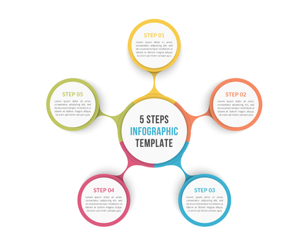 Circle infographic template with five steps or options, process chart, vector eps10 illustrationのイラスト素材